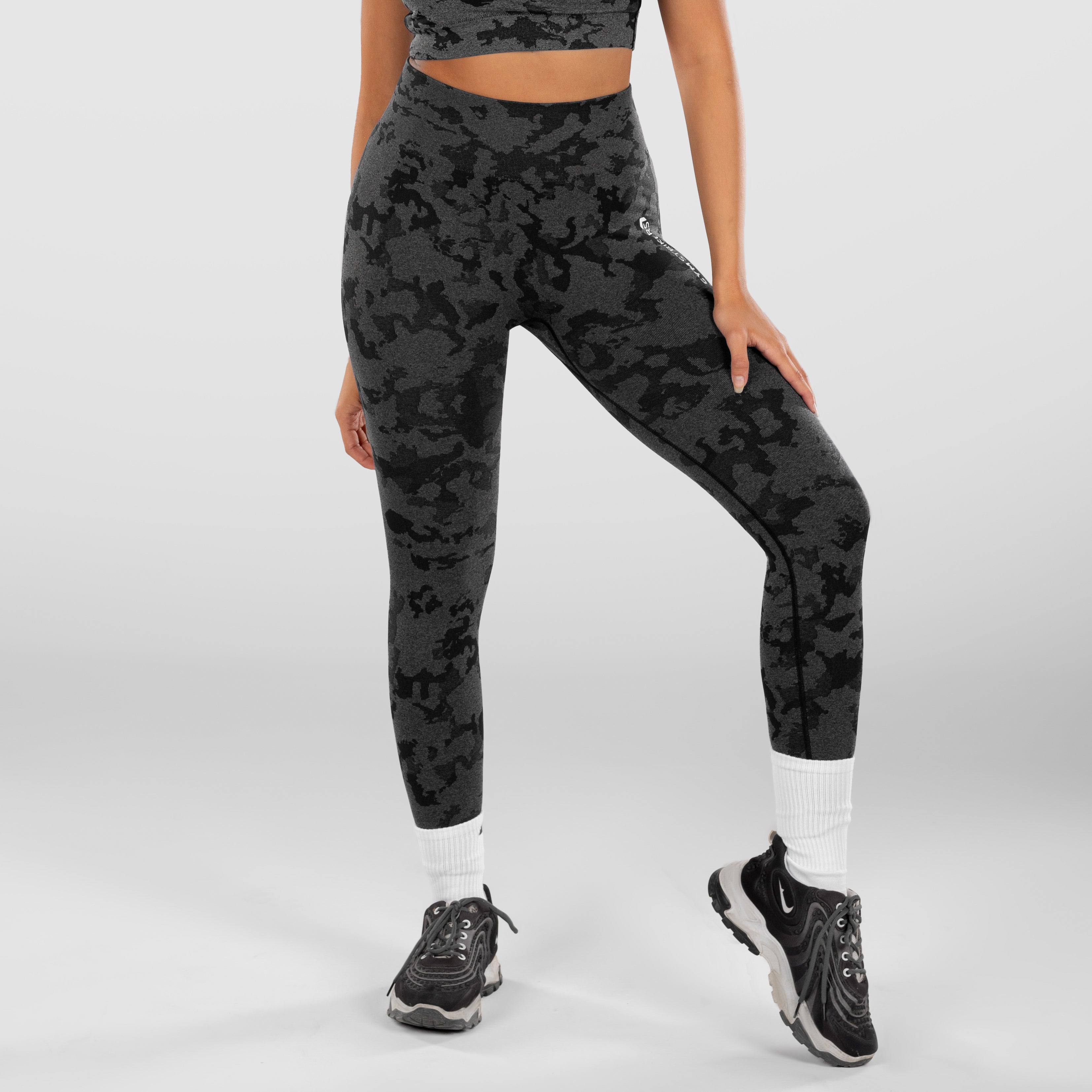 Black grey camo leggings sale