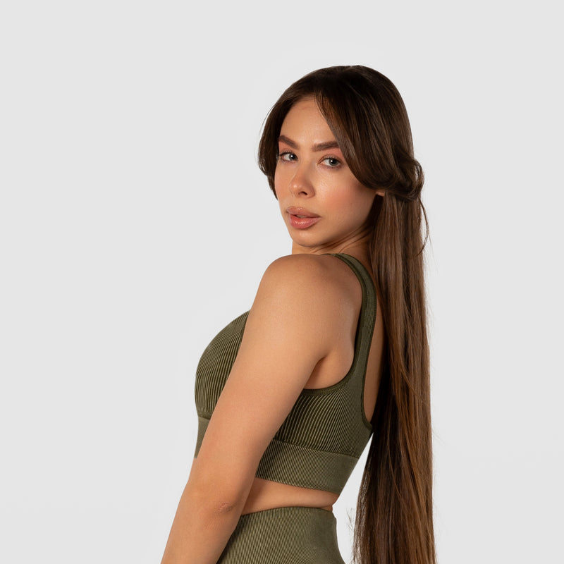 Flatter sports bra washed olive