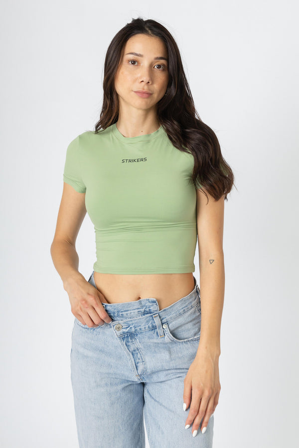 Aura Chic Cropped Tight T-shirt Pistachio