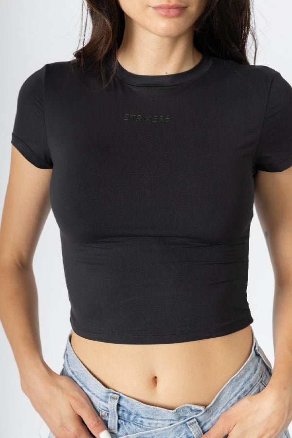 Aura Chic Cropped Tight T-shirt Black