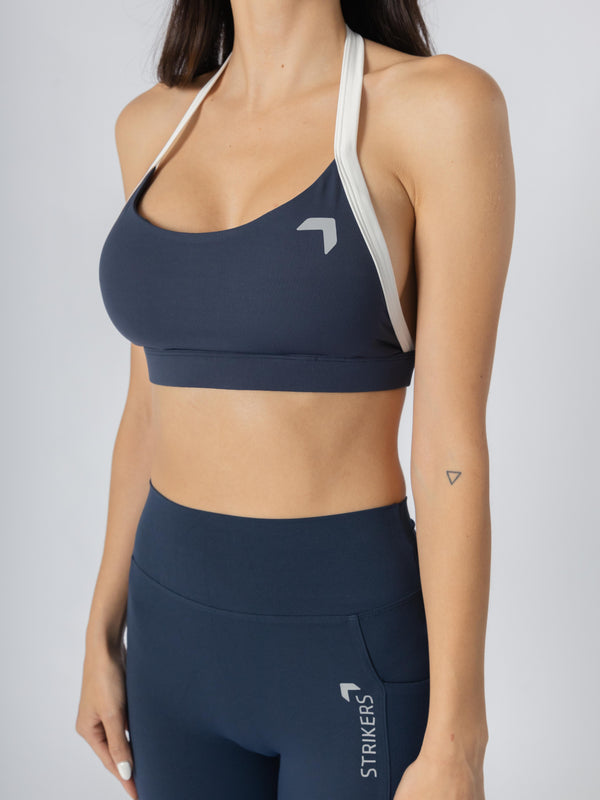 flamboyant stepper halter-neck sports bra Blue