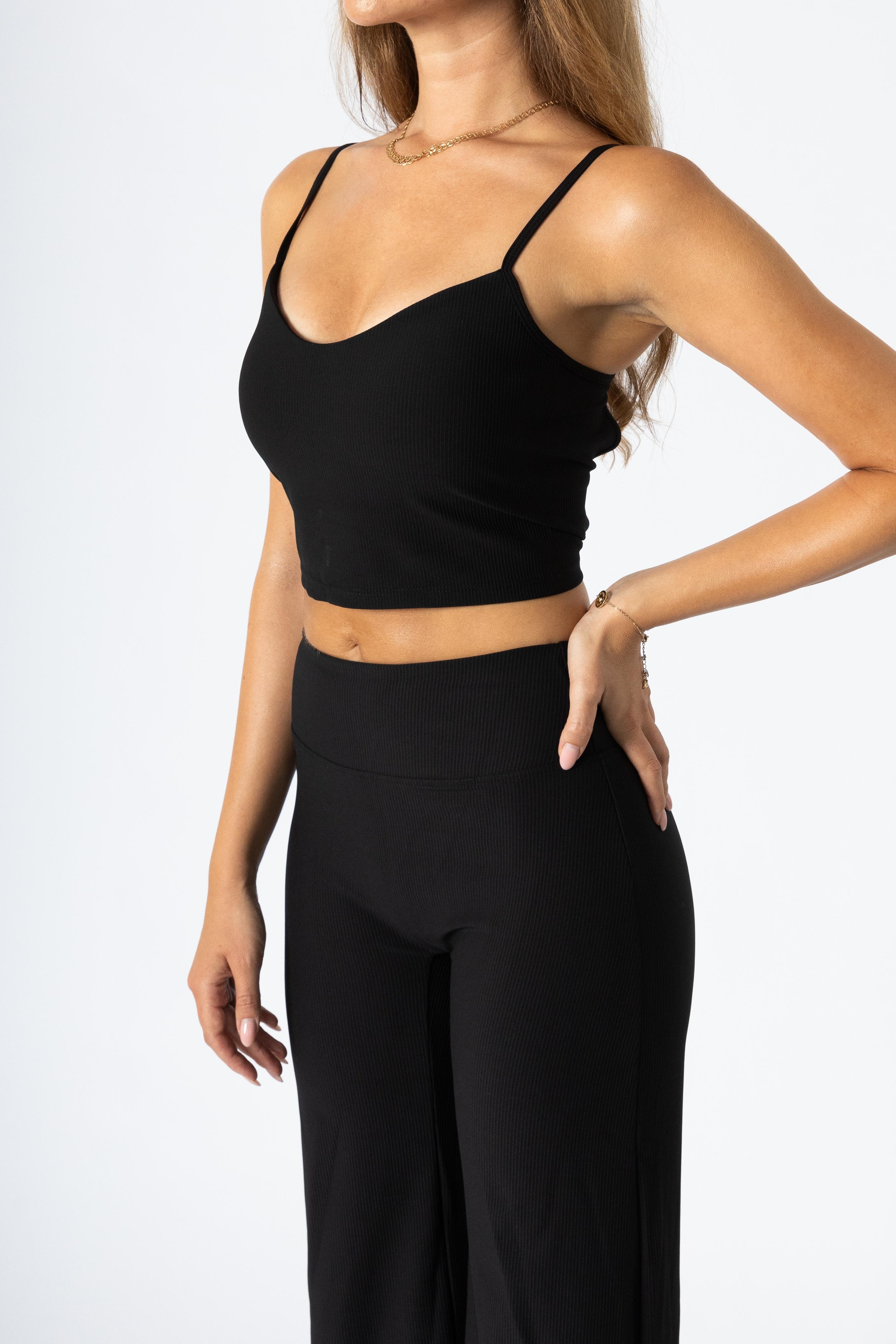 Aura Flair Open-back Crop Top Black