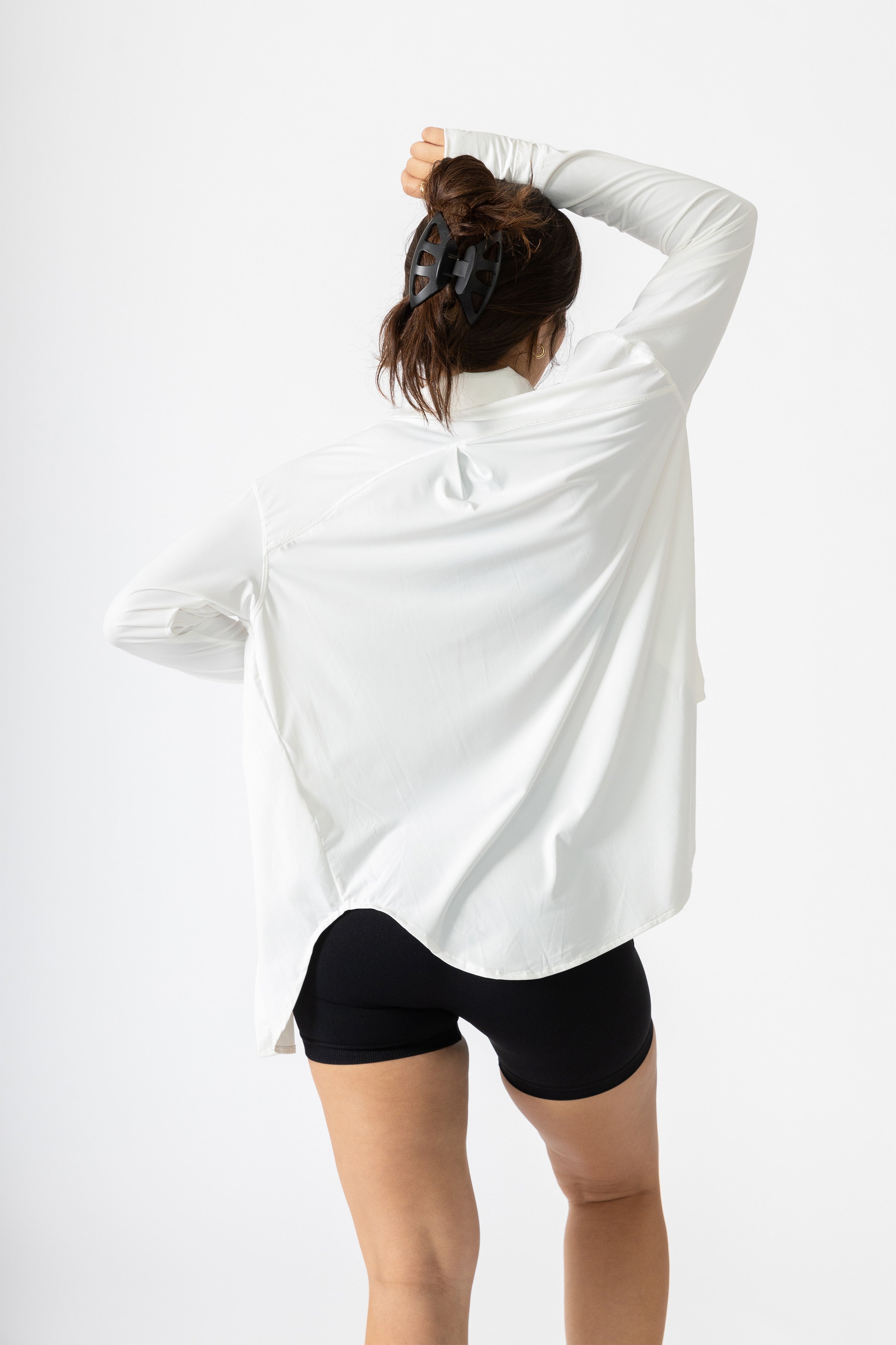 Oversized Long Sleeve Button Shirt White