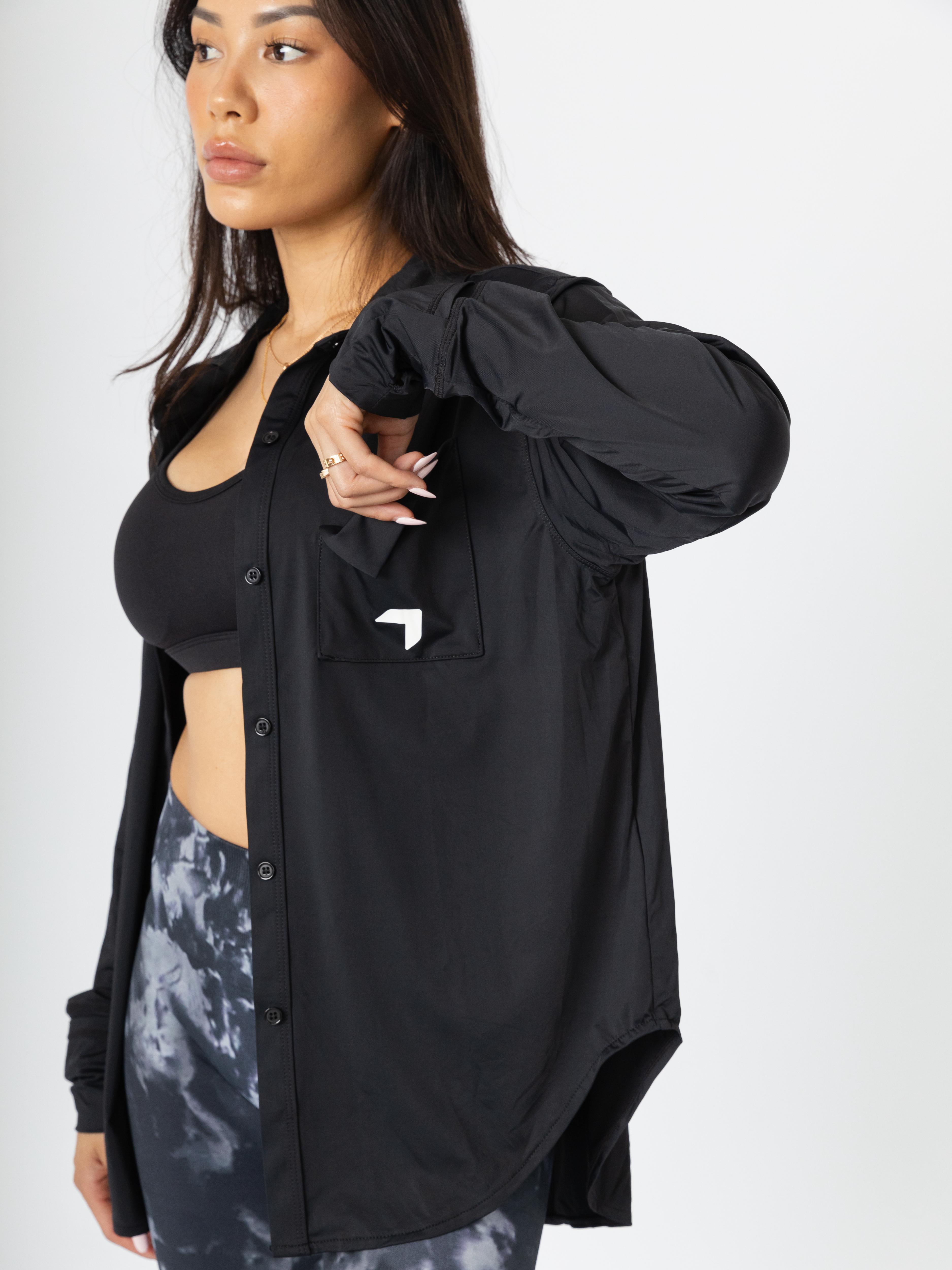 Oversized Long Sleeve Button Shirt Black