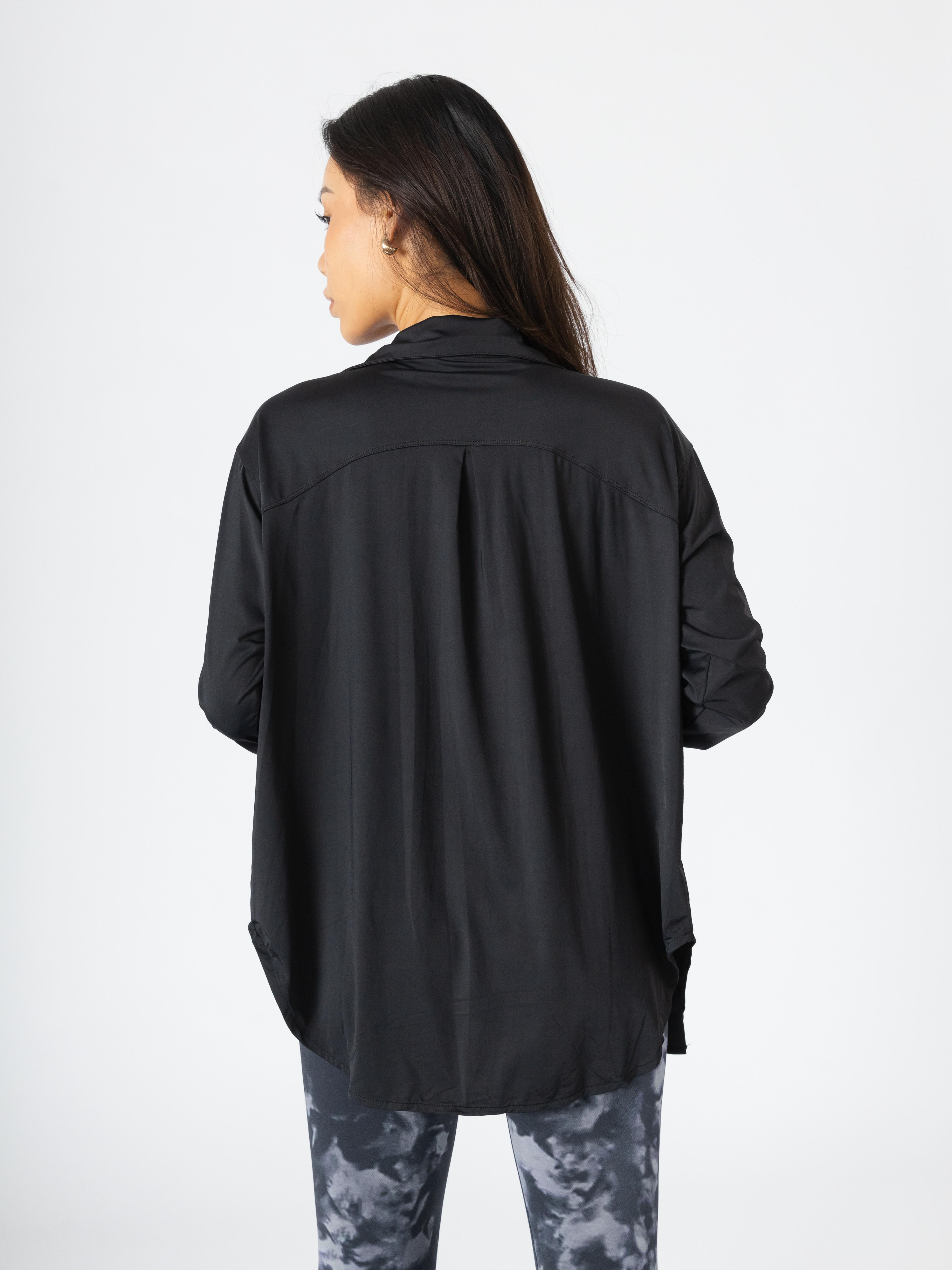 Oversized Long Sleeve Button Shirt Black