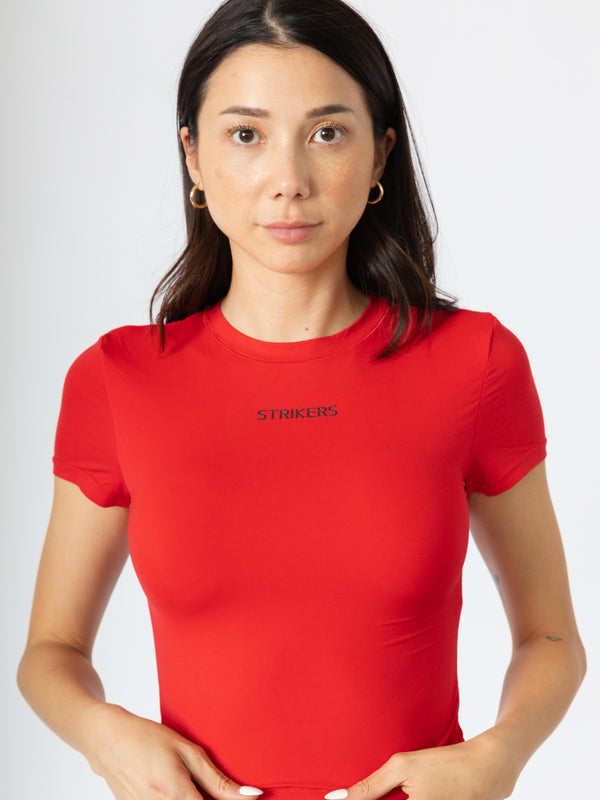 Aura Chic Cropped Tight T-shirt Red